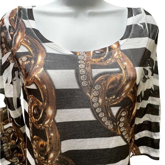 Cultureplug Printed Chain Striped Top Size M - Picture 2 of 5